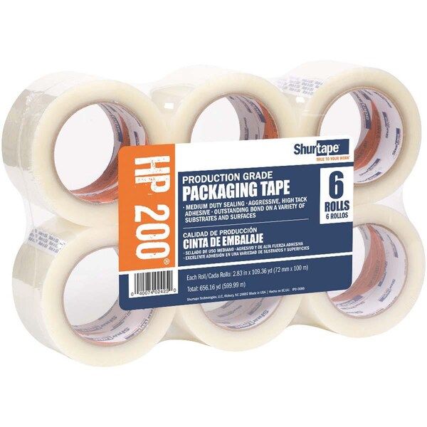 Shurtape Hp 200 Clear 72Mm X 100M, 6Pk 104484 Zoro